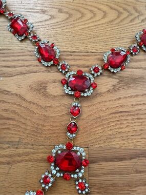 Burlesque Festival Gold-Tone Red Crystal Statement Body Necklace